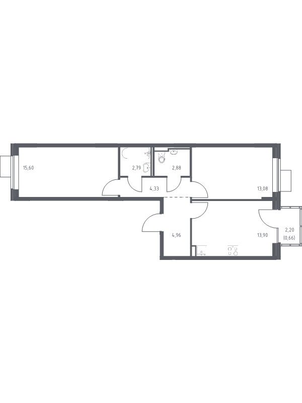 2 ккв 58,2 м²