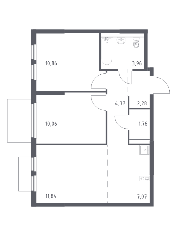 3 ккв (Евро) 52,2 м²
