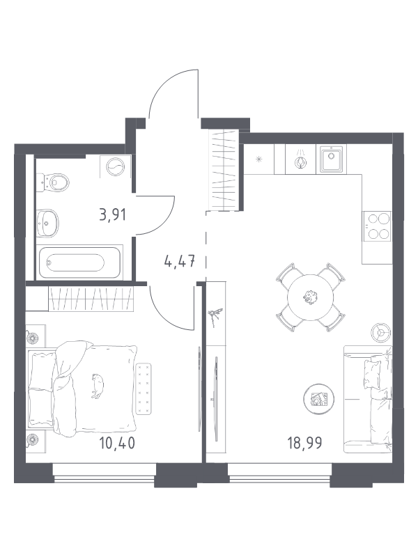 2 ккв (Евро) 37,8 м²