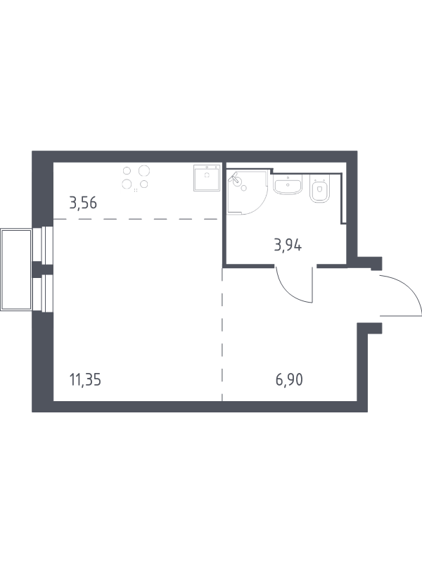 Студия 25,6 м²