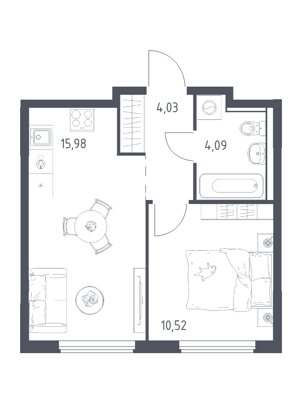 2 ккв (Евро) 34,6 м²