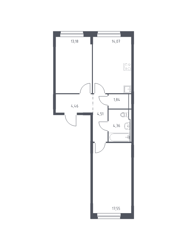 2 ккв 60 м²