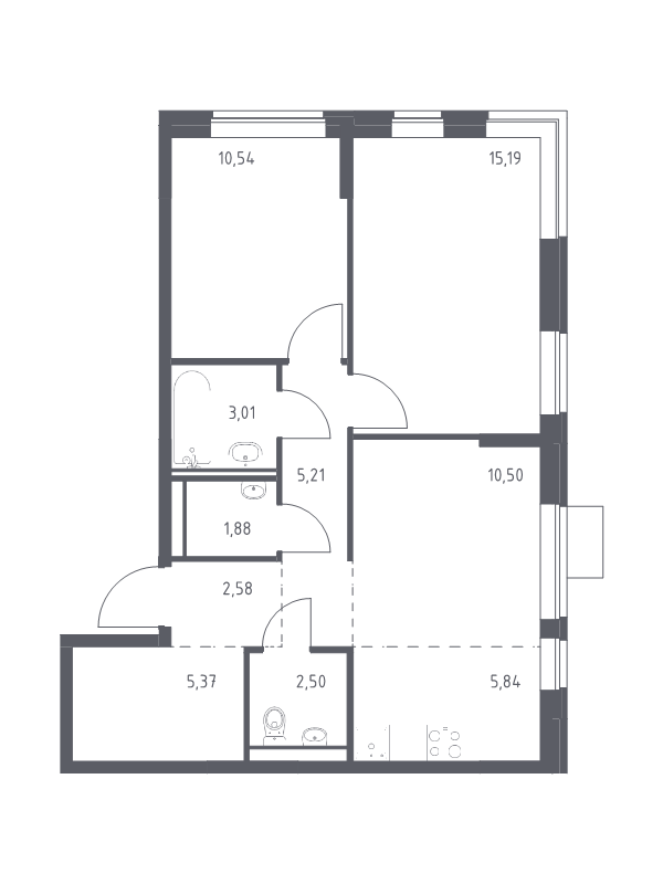 3 ккв (Евро) 62,6 м²