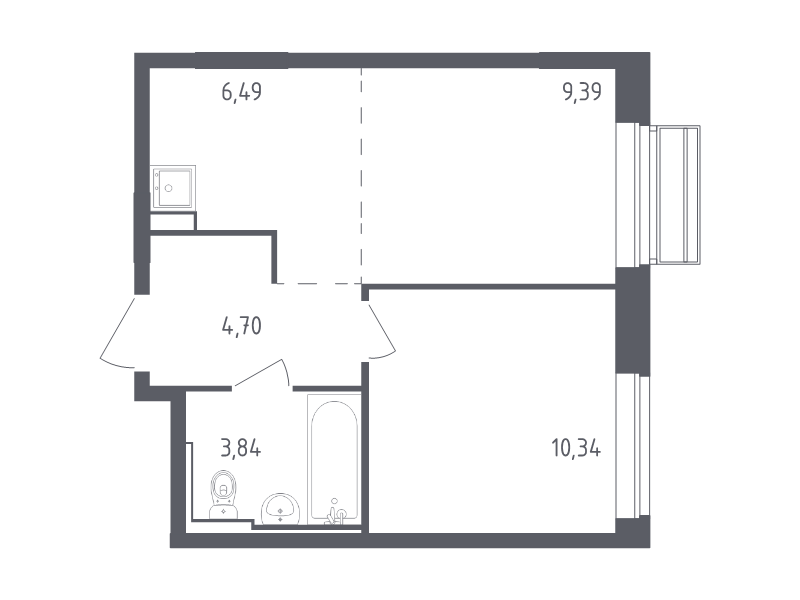 2 ккв (Евро) 34,8 м²