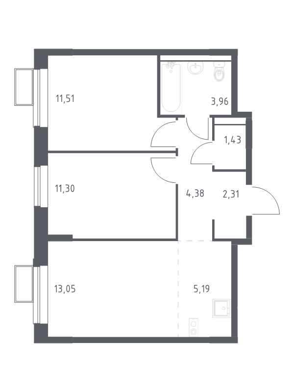 3 ккв (Евро) 53,1 м²