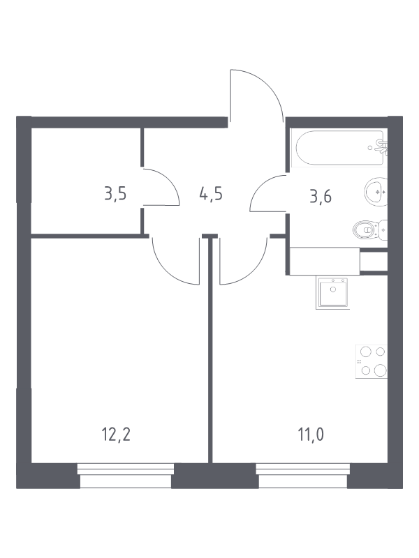 1 ккв 33,7 м²