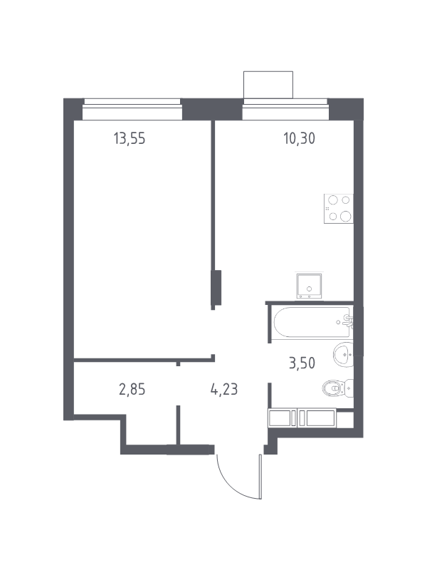 1 ккв 33,5 м²