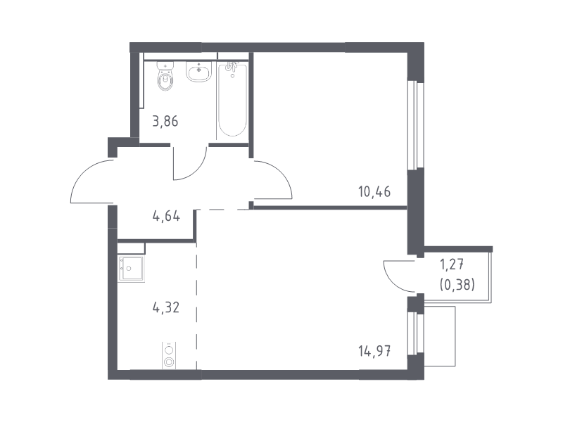 2 ккв (Евро) 38,6 м²