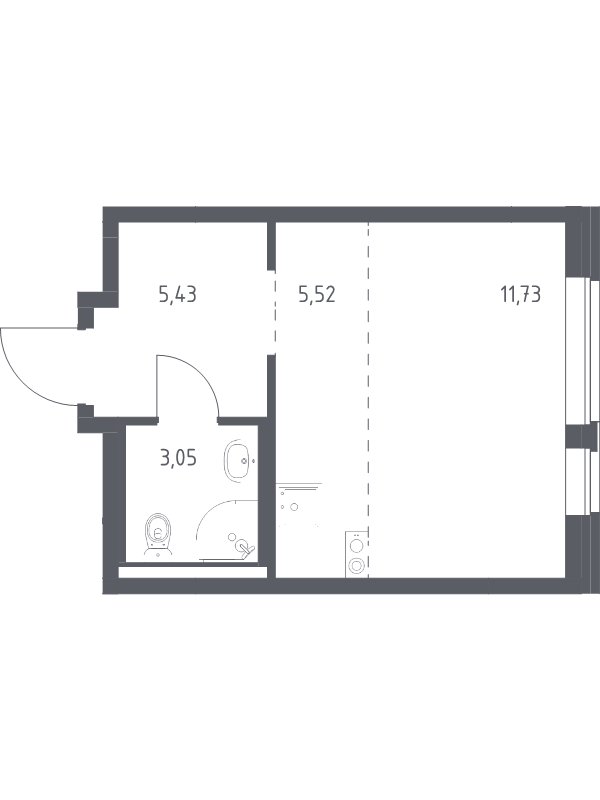 Студия 25,7 м²