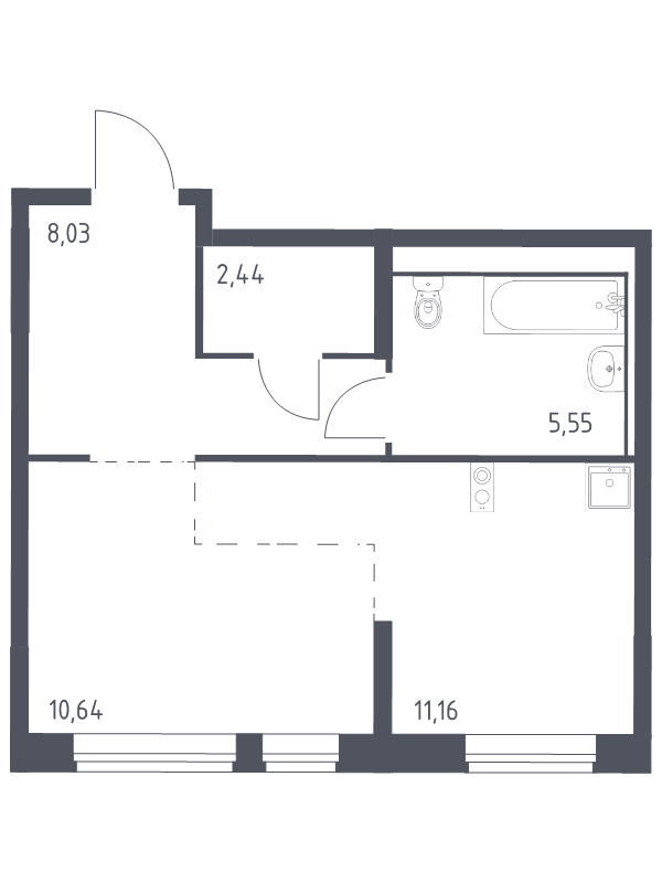 Студия 37,8 м²