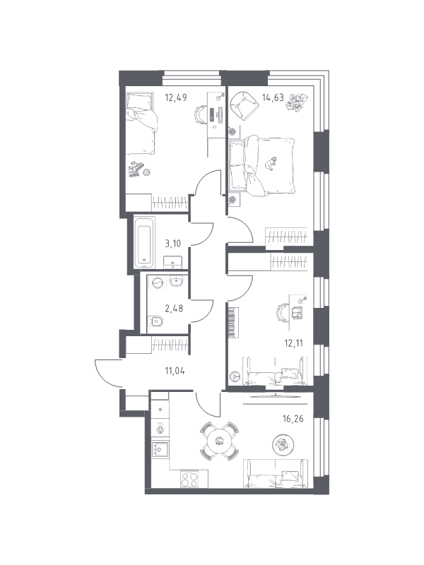 4 ккв (Евро) 72,1 м²