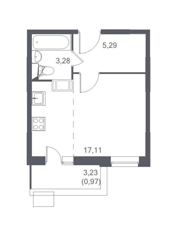 Студия 26,4 м²