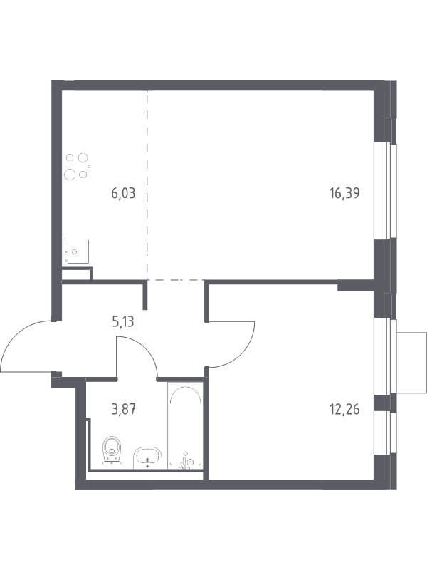 2 ккв (Евро) 43,7 м²