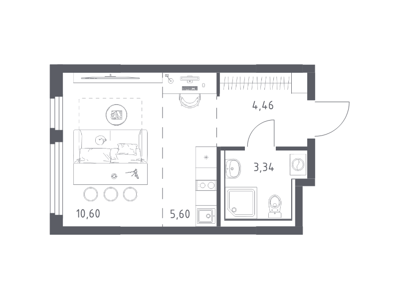 Студия 24 м²