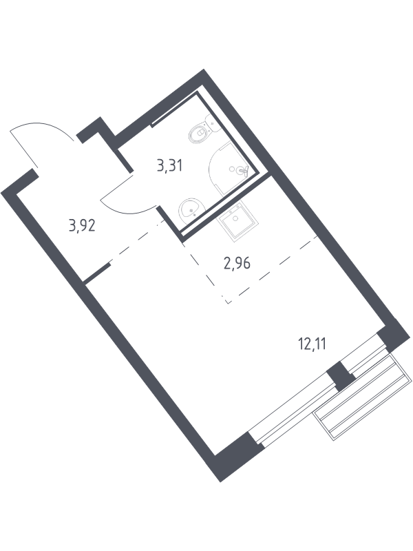 Студия 22,1 м²