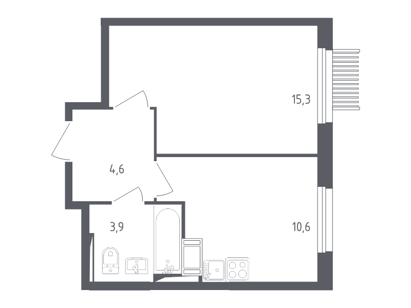 1 ккв 33,8 м²