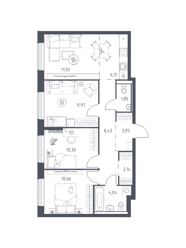4 ккв (Евро) 70,5 м²