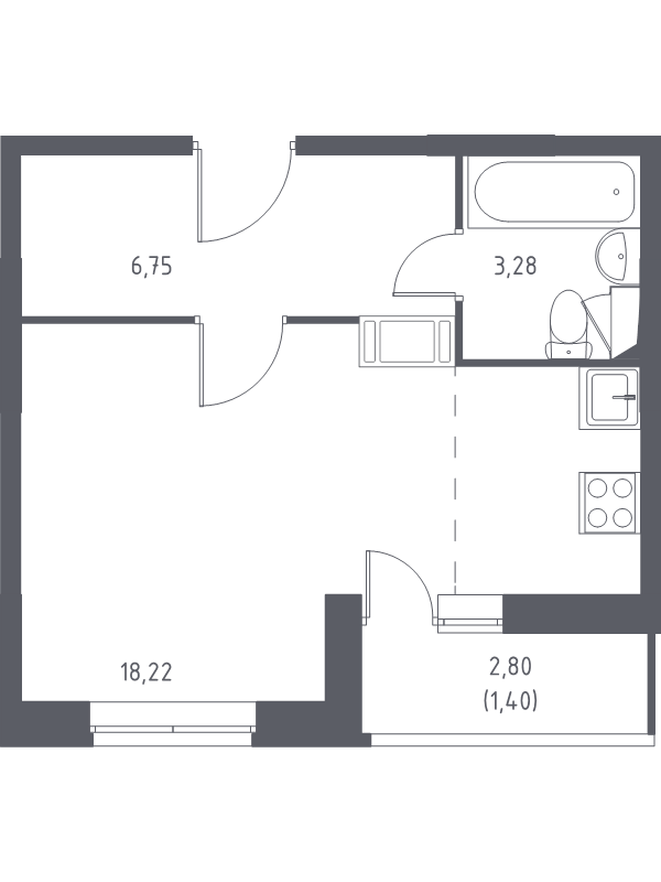 Студия 29,4 м²