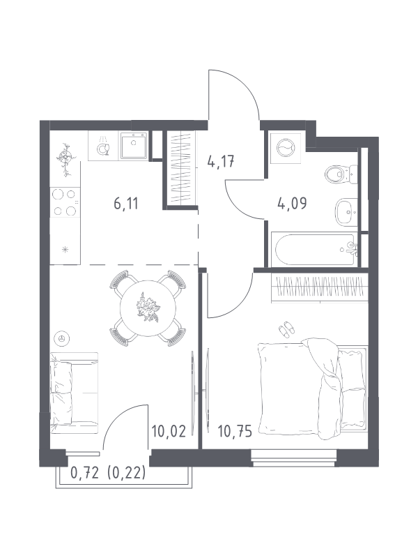 2 ккв (Евро) 35,4 м²