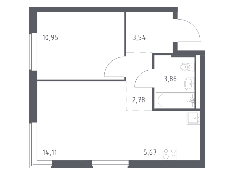 2 ккв (Евро) 40,9 м²