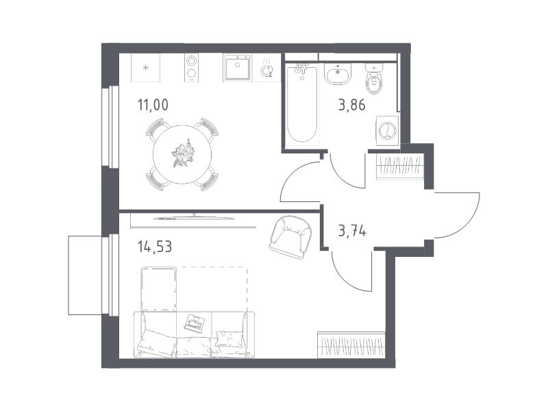 1 ккв 33,1 м²