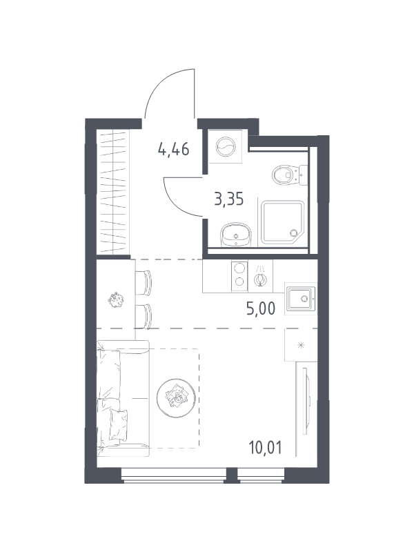 Студия 22,8 м²