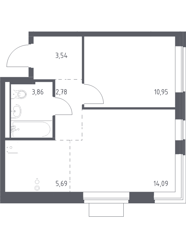 2 ккв (Евро) 40,9 м²