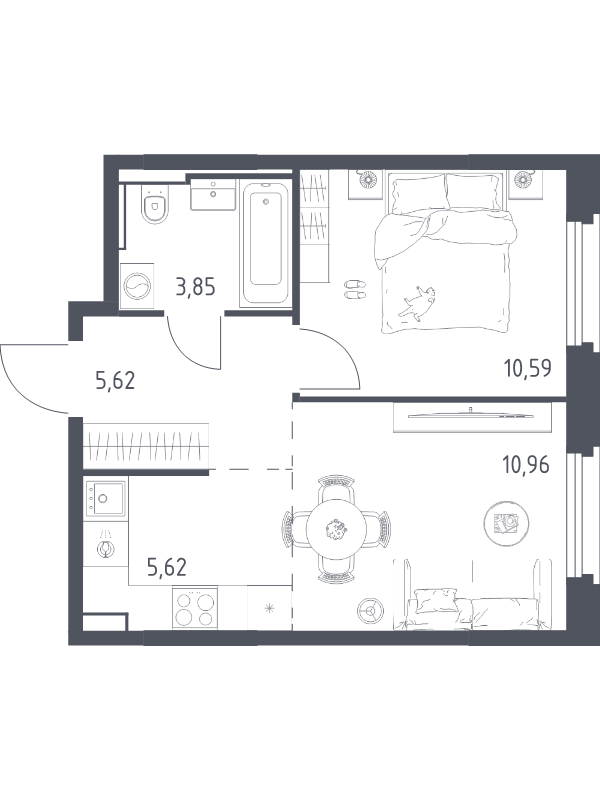 2 ккв (Евро) 36,6 м²
