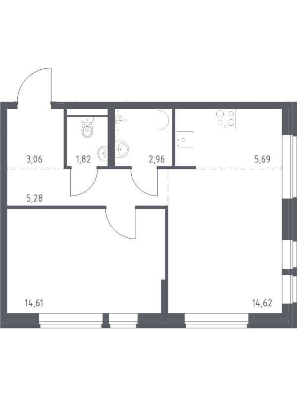 2 ккв (Евро) 48 м²