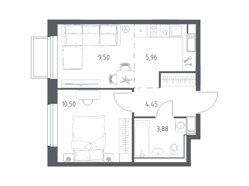2 ккв (Евро) 34,3 м²
