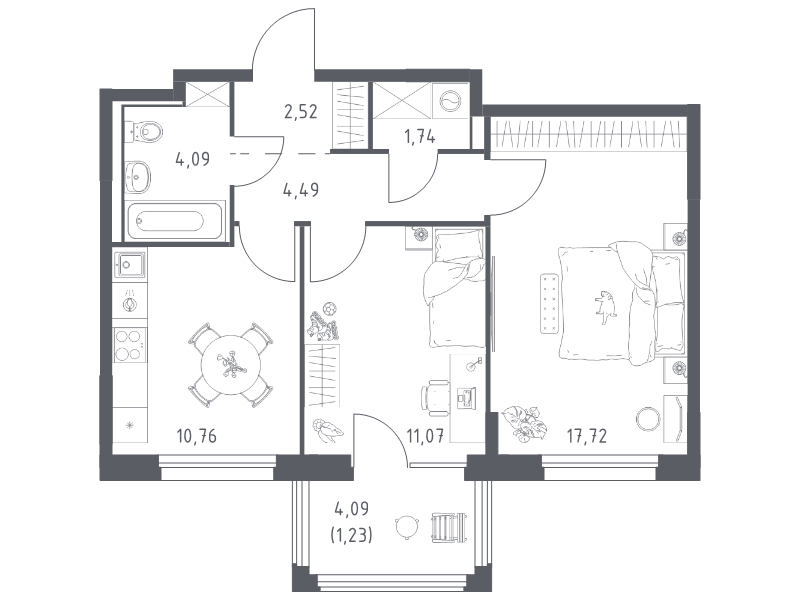 2 ккв 53,6 м²