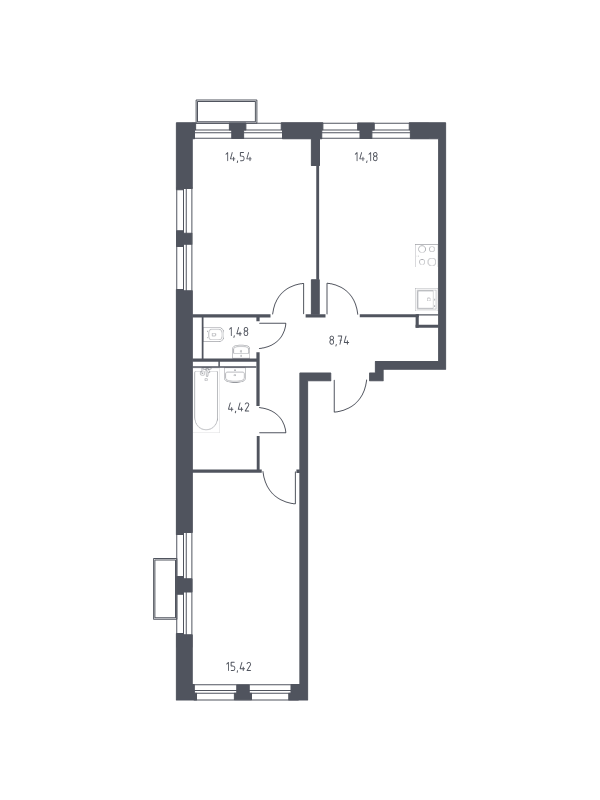 2 ккв 58,9 м²