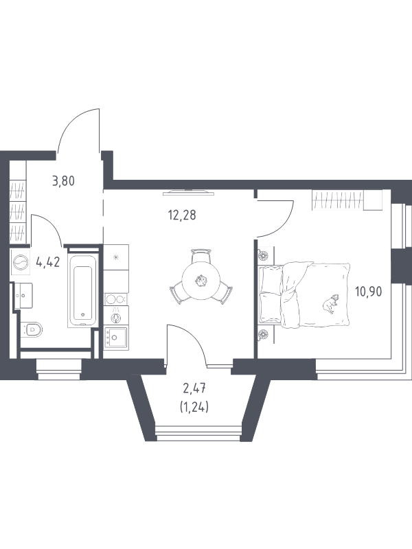 1 ккв 32,6 м²