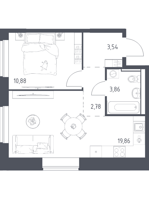 2 ккв (Евро) 40,9 м²