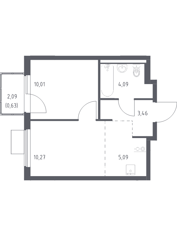 2 ккв (Евро) 33,6 м²