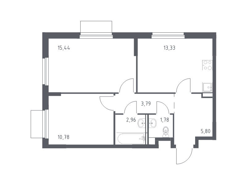 2 ккв 53,9 м²