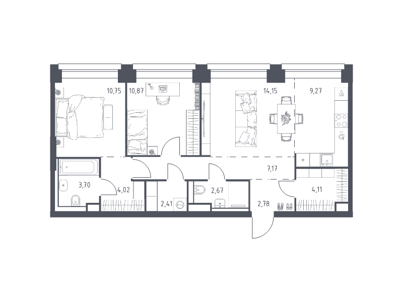 3 ккв (Евро) 71,9 м²