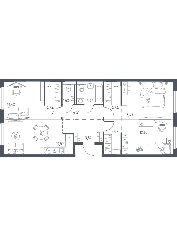 4 ккв (Евро) 80,5 м²