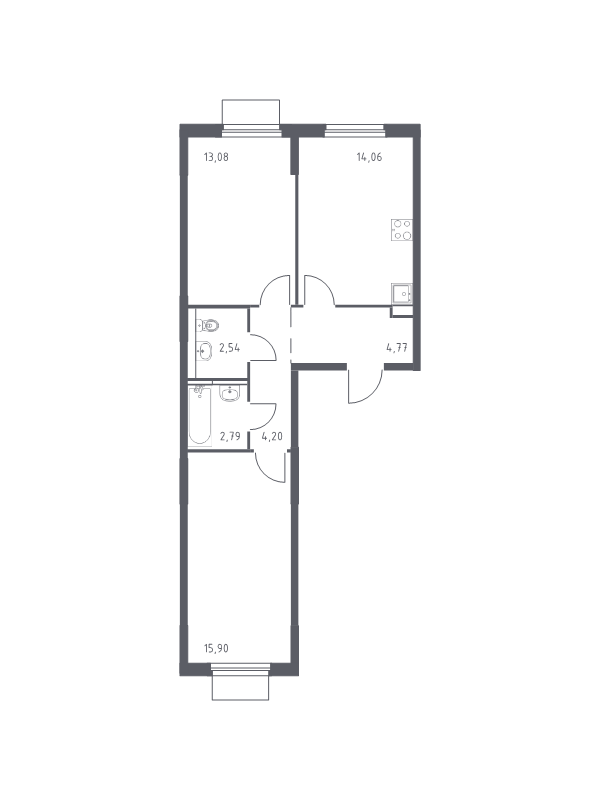 2 ккв 57,3 м²