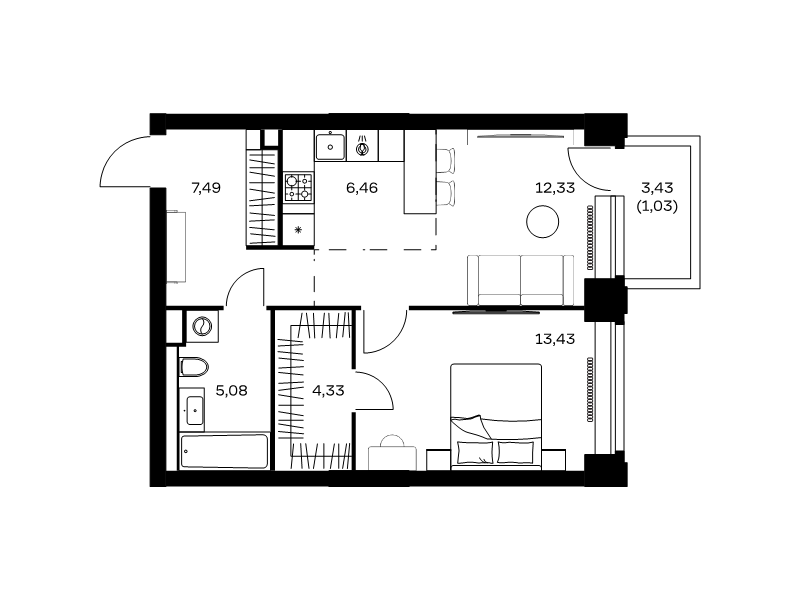 2 ккв (Евро) 50,2 м²