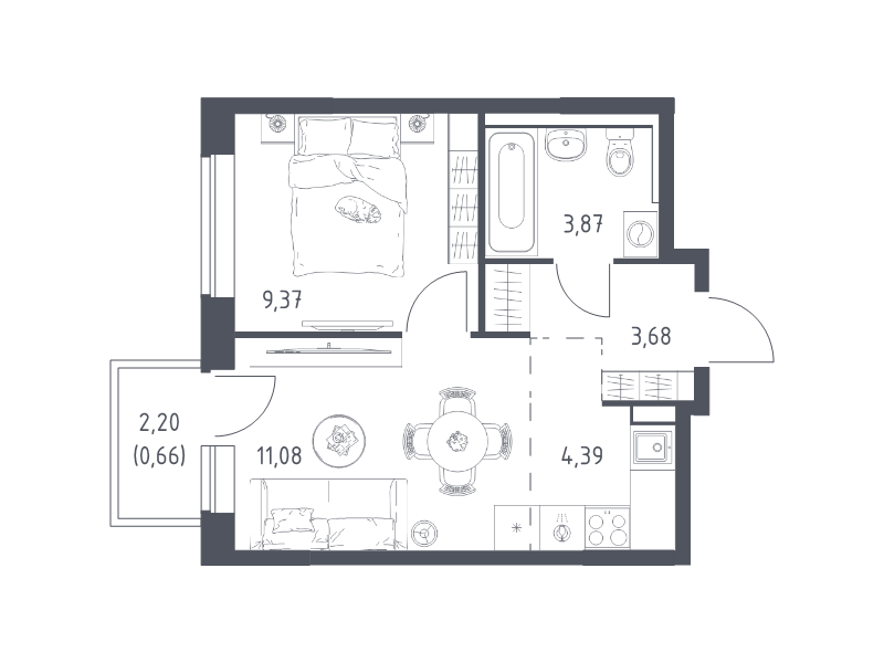 2 ккв (Евро) 33,1 м²