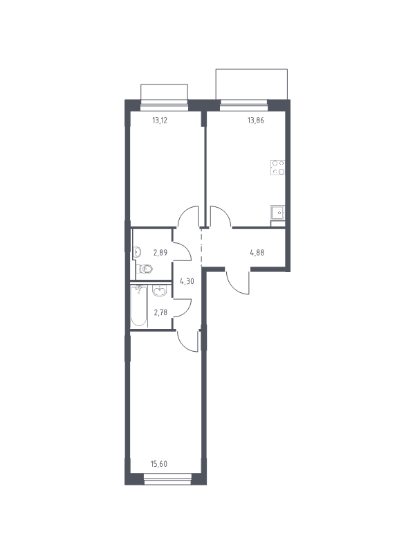 2 ккв 57,4 м²