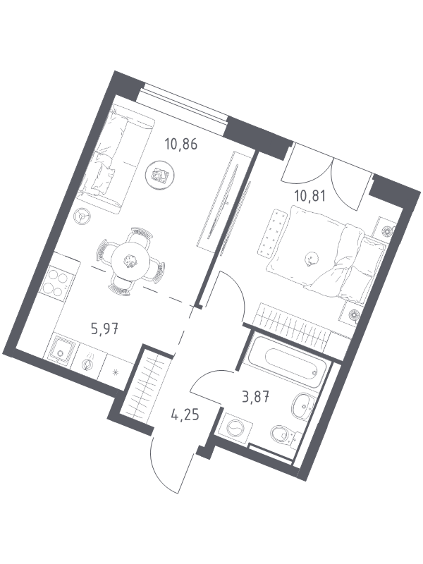 2 ккв (Евро) 35,8 м²