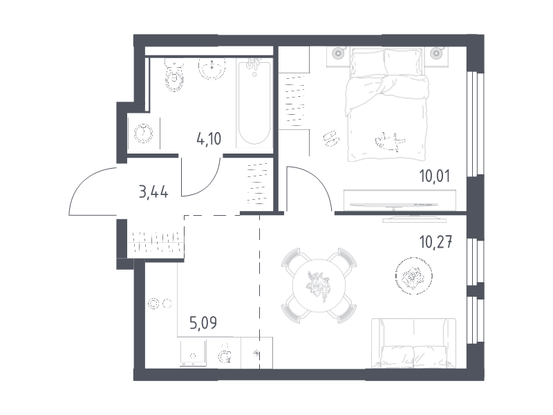 2 ккв (Евро) 32,9 м²
