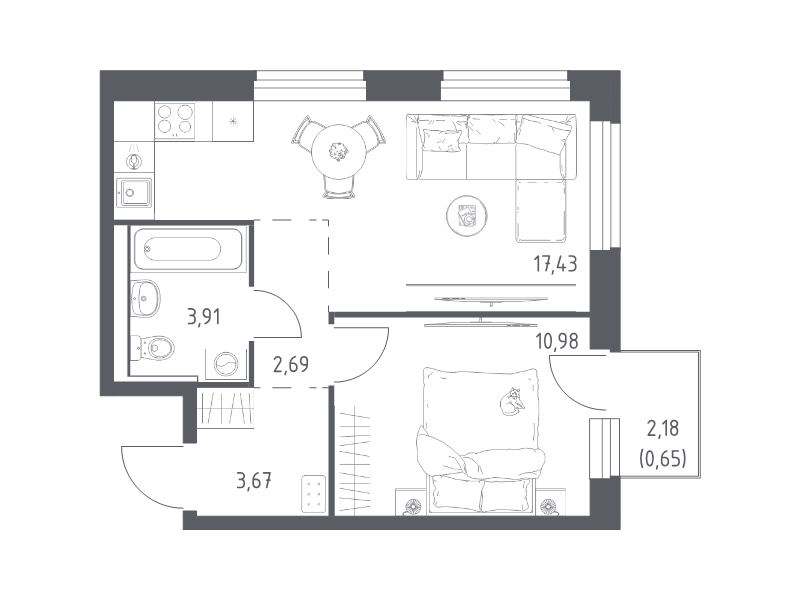 2 ккв (Евро) 39,3 м²
