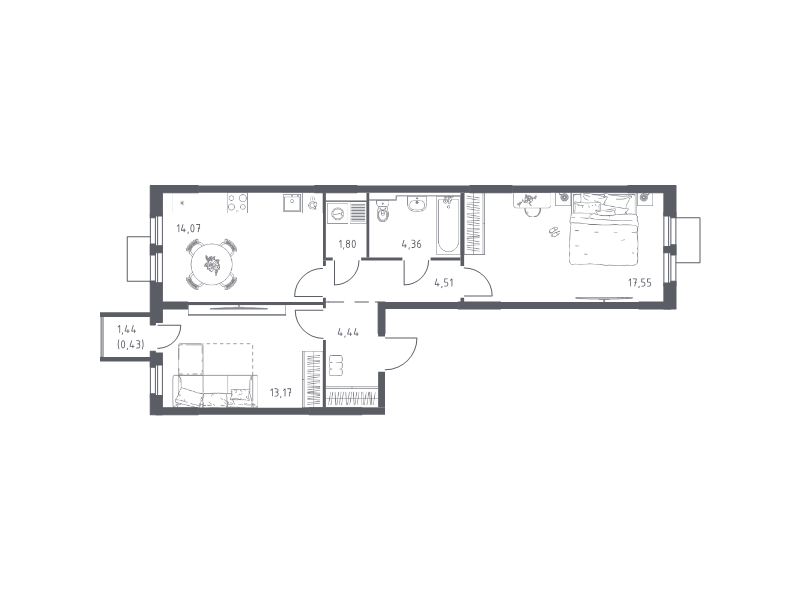 2 ккв 60,3 м²