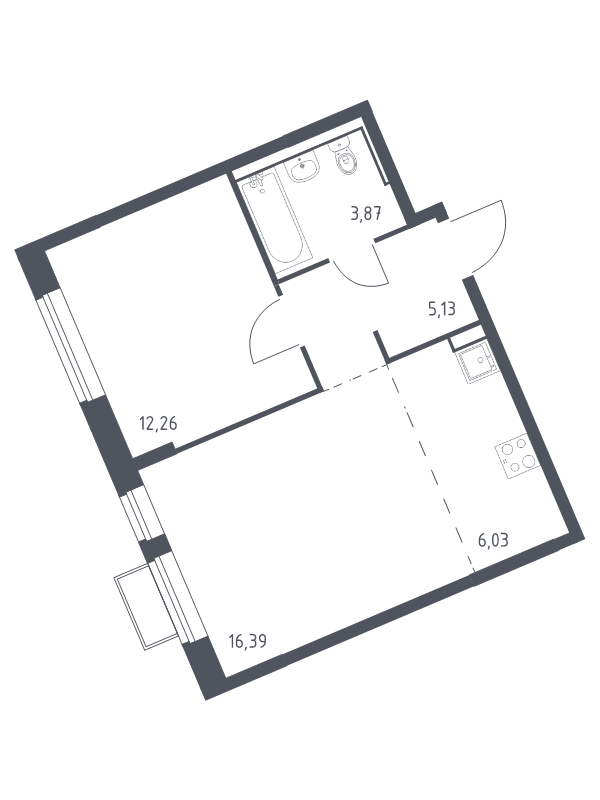 2 ккв (Евро) 43,7 м²