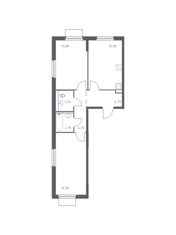 2 ккв 57,3 м²