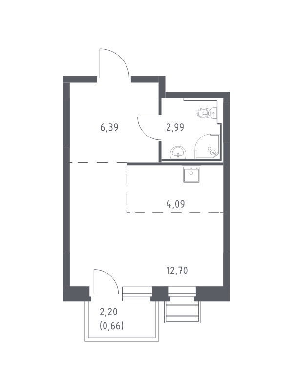 Студия 26,8 м²