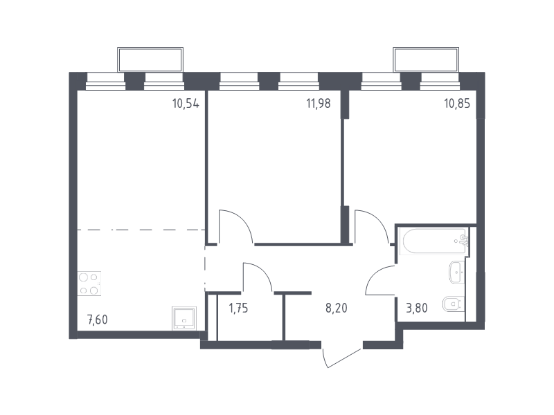 3 ккв (Евро) 55 м²